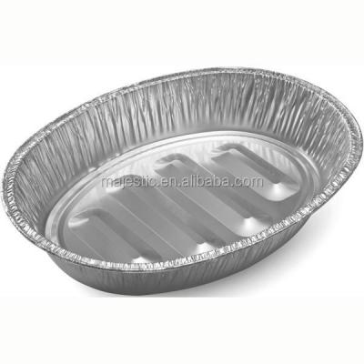 China Disposable Oval Turkey Rotisserie Aluminum Foil Container Baking Tray Plate Household Food Grade for sale