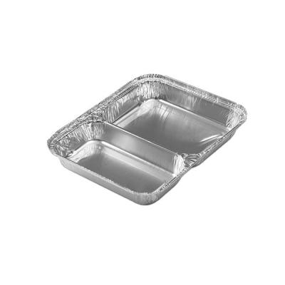 China Combo Folding 2 Pan Aluminum Foil School Take Away Aluminum Container Tray for sale