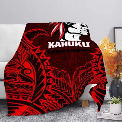 China Antistatic Ethnic Style Samoa Polynesia Premium Blanket - Red Warrior Black Flannel Fleece Blanket for sale