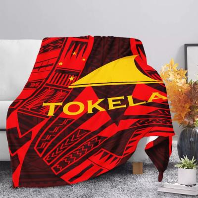 China Custom Polynesian Tokelao Coral Fleece Plush Throw Blanket Soft Warm Piece Sofa Bed Knee Blanket Anti-Static Blankets Wholesale Price for sale