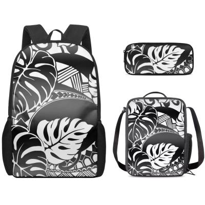 China Luxury Anti-theft Design Monstera Leaf Sublimation Printing School Bag Custom Name / Logo / Text Large Unique School Bag 3 PCS Set Wholesale for sale