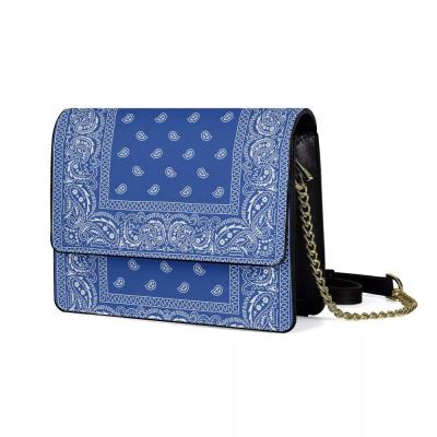 China Fashion POD Bandana Print Handbags Bag Retro Style Ladies Shoulder Handbags and Messenger Bag PU Leather Square Messenger Bags for sale