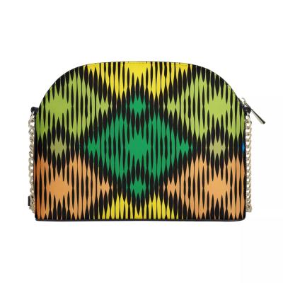 China Traditional African Tribal PU Stripes Contrast Colors Mini Women Crossbody Chain Bags PU Leather Material Purse Bag for sale