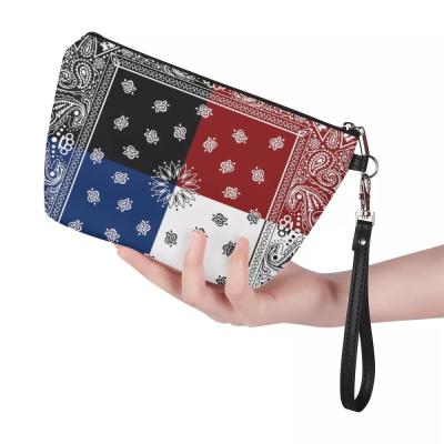 China Eco-Friendly Drop Shipping Customized 2021 Bulk PU Leather Cosmetic Bag Bandana Makeup Bag Purses For Women for sale