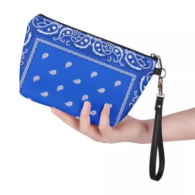 China Wholesale Price Logo Cosmetic Bag Travel Organizer PU Leather Clutch Bag Custom Print Eco-Friendly Bandana Bag Makeup Bag for sale