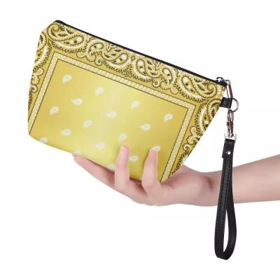 China Eco-friendly Custom Logo/Pattern/Picture Bandana Printing PU Makeup Cosmetic Organizer Luxury Leather Cosmetic Bag Bag for sale