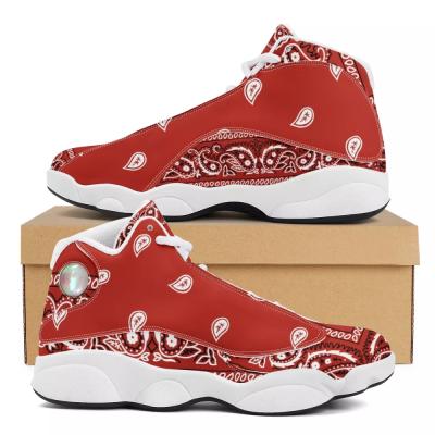 China Sports Bandana Print Active Red Basketball Shoes Mens Running Shoes Custom Mens Sneakers Lightweight Home Outdoor Shoes for sale