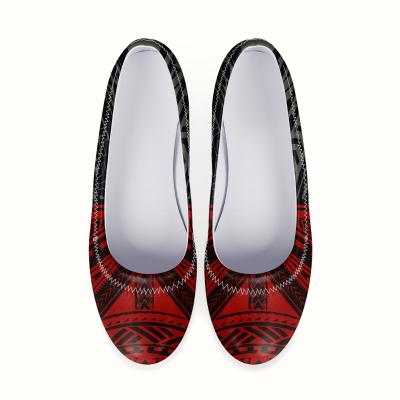 China New Arrival Durable Women Leather Pointed Flat Shoes Polynesian Tribal Tattoos High Quality Design Comfortable Soft Ladies Women Shoes for sale