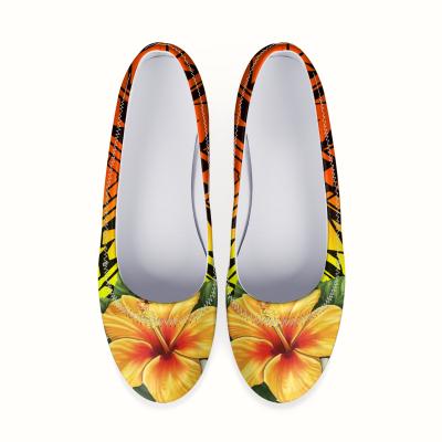 China Durable Women Fashion Soft High Quality PU Leather Slip On Polynesian Style Ladies High Heels Vintage Summer Low Heel Casual Shoes for sale