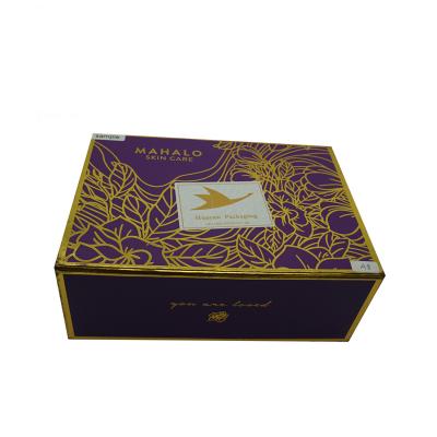 China Disposable Hot Sale Custom UV Logo Luxury Foldable Purple Cardboard Box With Magnet For Gift for sale