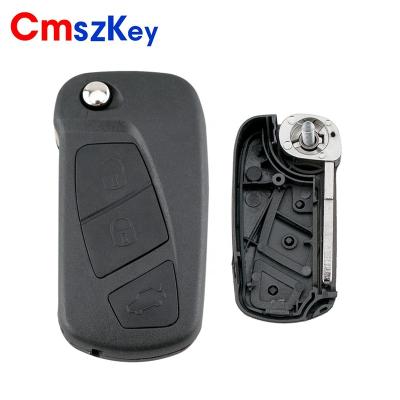 China ABS+Metal For Ford KA 3 Buttons Flip FoldingRemote Car Key Case FOB Replacement With Uncut Blade for sale