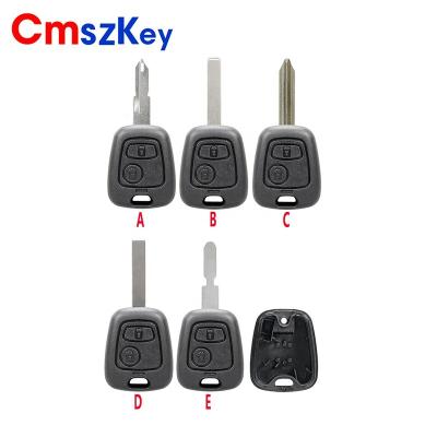 China ABS+Metal For Peugeot 106 206 306 307 107 207 407 Citroen C1 C2 C3 2 Buttons Car Remote Key Shell Case With Key Blade FOB for sale