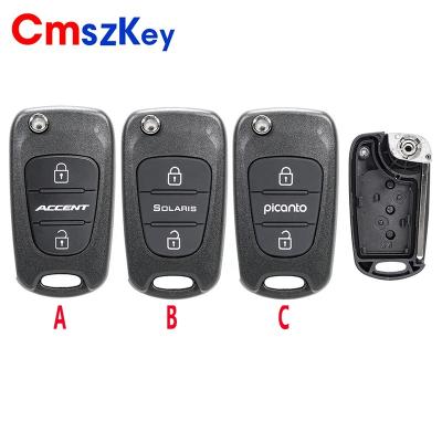 China ABS+Metal For Hyundai Solaris Accent Kia Picanto 3 Button Flip Remote Car Key Fob Shell Case for sale