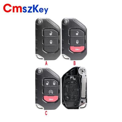 China ABS+Metal for 2018 2019 2020 Jeep Wrangler Gladiator 2B 3B 4B Flip Remote Car Key Fob Shell Case With Uncut Blade for sale