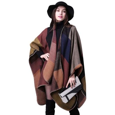 China Amazon Exquisite Hot Sale Women's Shawl Wrap, Winter Plaid Scarf Shawl For Women Open Front Poncho Cardigan Blanket Cape Shawl for sale