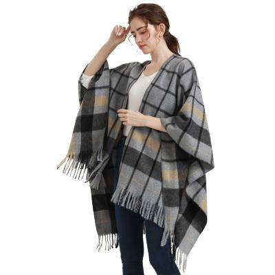 China Amazon Exquisite Hot Sale Women's Shawl Wrap,Plaid Tassel Scarf Winter Shawl For Women Open Front Poncho Cardigan Blanket Cape Shawl for sale