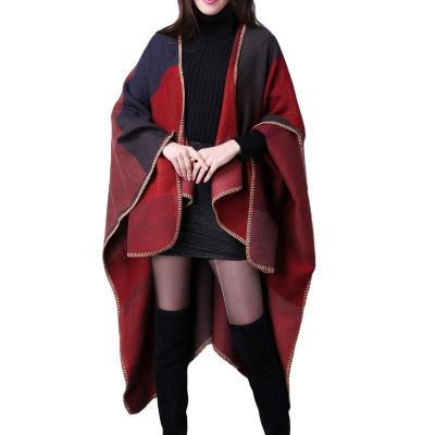 China Amazon Exquisite Hot Sale Women's Shawl Wrap, Winter Plaid Scarf Shawl For Women Open Front Poncho Cardigan Blanket Cape Shawl for sale