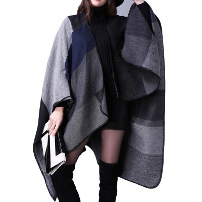 China Amazon Exquisite Hot Sale Women's Shawl Wrap, Winter Plaid Scarf Shawl For Women Open Front Poncho Cardigan Blanket Cape Shawl for sale