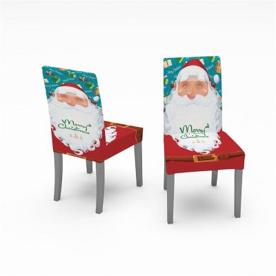 China Christmas Decorative Washable Digital Printing Universal Stretch Chair Cover And Seat Cover For Home Dining Tables And Chairs for sale