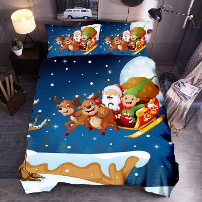 China Christmas Theme New Year Holiday Bedding Set Nondisposable Comforter Cover Santa Claus Duvet Cover Set Queen Size (Quilt Coverand Pillowcases) for sale