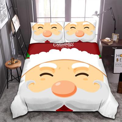 China Nondisposable Merry Christmas Bedding Set Red New Year Duvet Cover Set Cartoon Cabin Comforter Cover For Decoration Celebration Christmas for sale