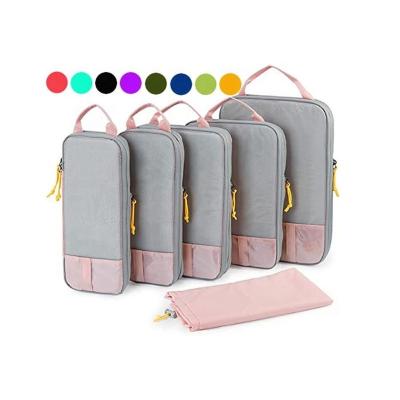 China 210D Polyester 6pcs Custom Set Recycling Compression Packing Cubes For Suitcases for sale