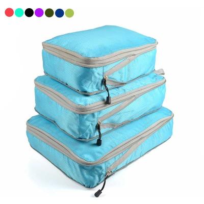 China Fashion 3 Piece Nylon Travel Organizer Compression Packing Cubes Set Ultralight Packing for sale