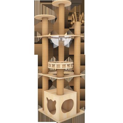 China Luxury Solid Wood Frame Jumping From Climbing Platform Cat Toy Pet Nest Tree Tower Sustainable Popular Pet Housing for sale