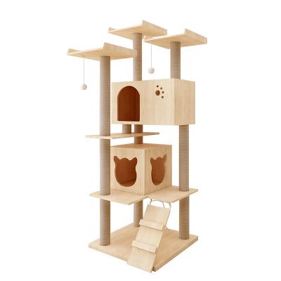 China China Factory Viable Wholesale Pet Play House With Scratches Wooden Funny Cat Tree Luxury Huge Tower for sale