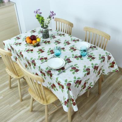 China Waterproof Heavy Duty Backed Tablecloth With Flannel Backing Easy To Wipe-Clean Waterproof Plastic Rectangle 55x72 Inch Table Cover Beige for sale