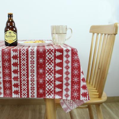 China Christmas Waterproof Tablecloth Traditional Folk Knit Seasonal Style Picture Holiday Design Table Cover For Dining Room Kitchen Decor for sale