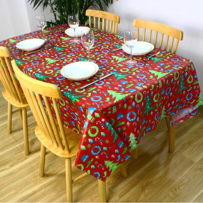 China Rectangle Waterproof Printing Plastic Tablecloth Oil Render Clean PVC Table Cover For Christmas Party Decorations for sale