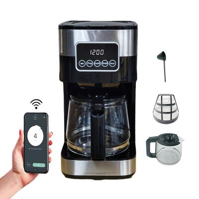 China OEM WIFI 1.5L Black Drip Coffee Machine Hotel Automatic Coffee Machine Commercial Drip Coffee Maker for sale