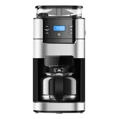 China Hotel OEM WIFI 1.5L Black 1050W 12cups Drip Coffee Machine with Grinder Coffee Maker Drip Coffee Machine for sale