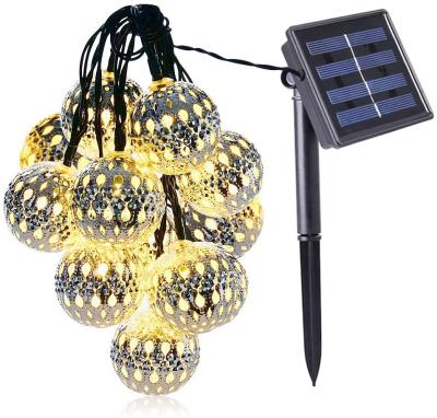 China Waterproof Solar Moroccan Globe Ball String Lights LED String Ball Light 8 Modes Wedding Solar Moroccan Outdoor Decoration 20 for sale