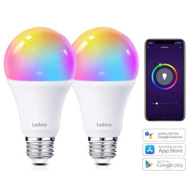 China Home Smart Wifi LED Light Bulb Amazon Alexa E27 RGB Multi Color Changing Smart Wifi Light Bulb 2 Packs for sale