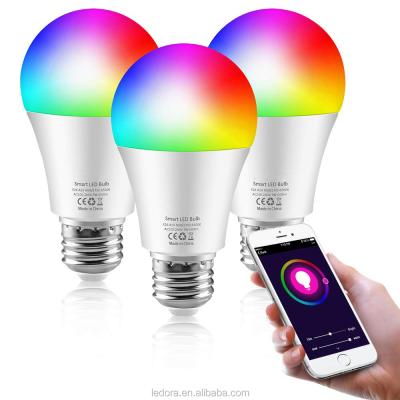 China RGB 9W 95-265V home wifi bulb E27/E26 Dimmable smart led bulb led smart lamp for sale