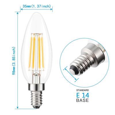 China Decorative Lighting Wholesale Energy Saver 4 Packs Led Candle C35 4W 400lm Filament Bulb Dimmable 2700k Candle Led Bulbs for sale