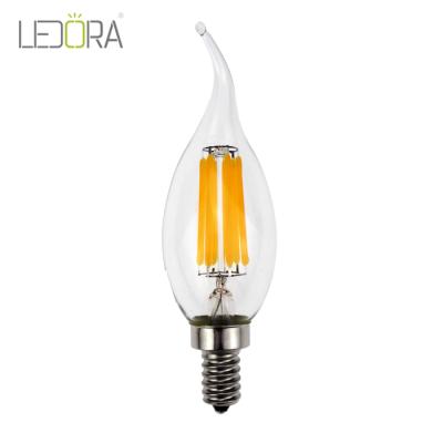 China All Glass Glass No Ra>90 plastic dimmable led light type e14 e12 led chandelier bulb 2200k 2700k for sale