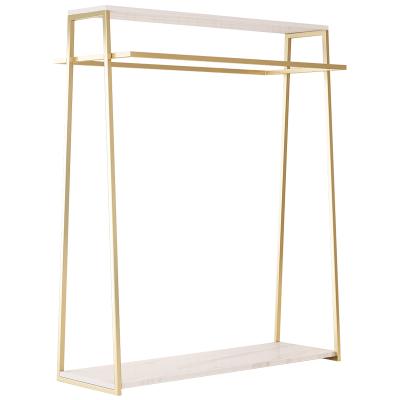 China Clothing Store Kids Clothing Display Rack For Shoe , Stainless Steel Hanger 2 Tier Kids Clothes Floor Standing Garment Rack for sale