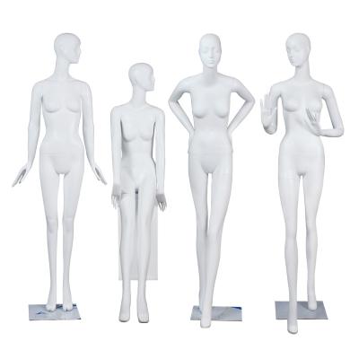 China Stand Manequins White Shiny Women Clothing Stand Fiberglass Model Full Body Display Mannequin Female For Clothes Display for sale