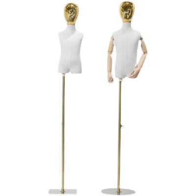 China Stand Children Clothes Children Adjustable Half Body Mannequins Window Display With Electroplating Head for sale