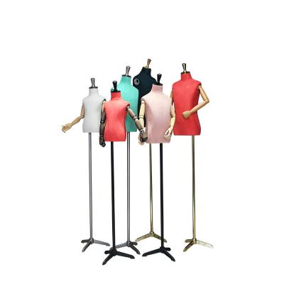 China For Clothing Rack Children Clothes Dress Up Unisex Child Velvet Baby Torso Mannequin Adjustable Half Body Kids Mannequins For Clothing Display for sale