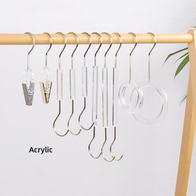 China Minimalist Acrylic Round Ring Scarf Clothing Store Hanger Crystal S Hook Hang Hanger Women For Kids for sale