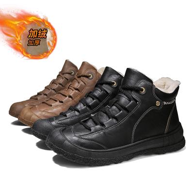 China Chunky Breathable Men Trainer Boots Fashion Trend Snow Style Walking Boot Sport Casual Microfiber Man Shoe High Top Leather Boots for sale