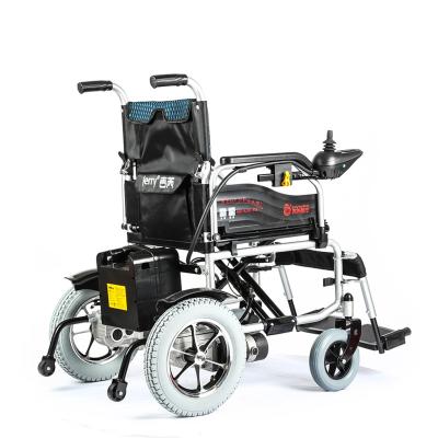 China Hot Selling Removable Battery Steel Fold Lightweight Four Wheel Power Mobility Electric Wheelchair for sale