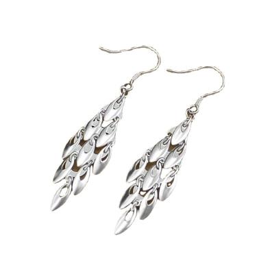 China Fashion Designer Luxury Custom Made Environmentally Friendly Jewelry Sterling Silver Statement Women 2021 Long Display Drop Earrings for sale