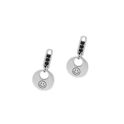 China Women Environmentally Friendly Retro Popular 925 Sterling Silver High Quality Accessories Smiley Face Around Shaped Drop Earrings for sale