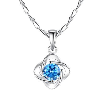 China Environmental Friendly Sensitive Friendship Korean Women Shape Luxury Pendant Gemstone Moissanite Sterling Silver Necklace for sale