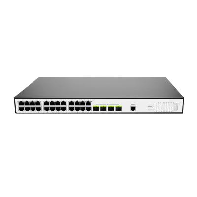 China POE PDnet 28Ports Managed Switch Full Gigabit Ports 28*1G SFP Uplink Ports PoE Switch Power Supply For CCTV Camera for sale